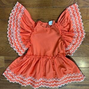 Stella McCartney Kids Girls Orange Ruffle Dress Size 2Y